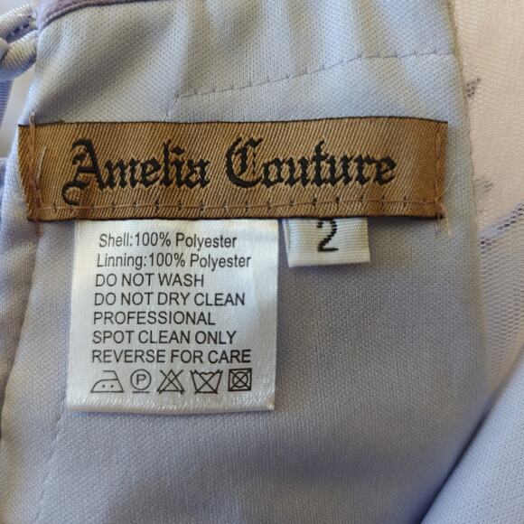 Amelia Couture periwinkle embellished strapless high low gown sz 2 - Picture 10 of 10